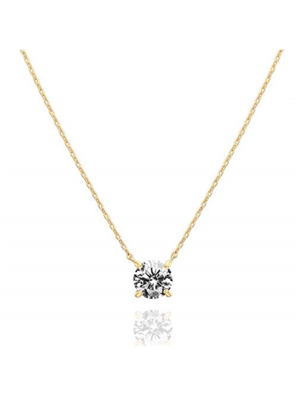 PAVOI 14K Gold Plated Crystal Solitaire 1.5 Carat (7.3mm) Cubic Zirconia Dainty